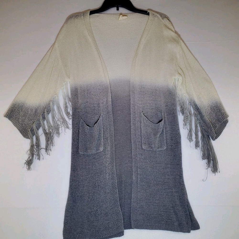 Hayden Girls Long Knit Cardigan Ivory Gray Multicolor L